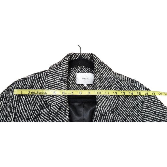 SUNCOO Paris Manteau Edison Coat Jacket T1 Women Black White Tweed Wool Blend - Picture 15 of 15